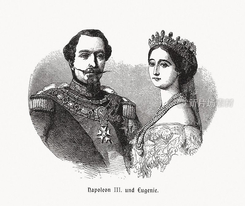 拿破仑三世和Eugénie，木版，1900年出版
