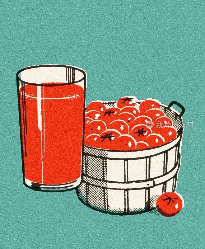 一蒲式耳西红柿和一杯果汁