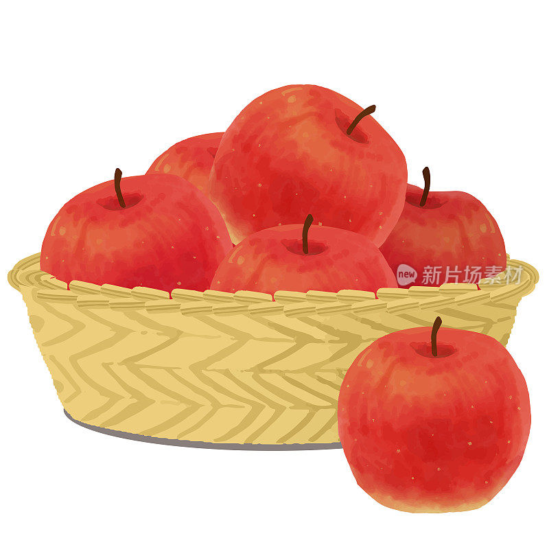 秋天水果苹果在篮子向量插图