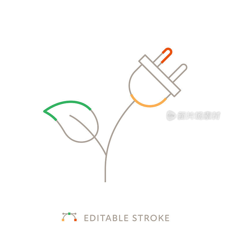 替代能源多色线图标与可编辑的Stroke