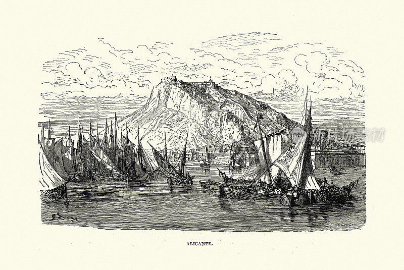 19世纪，古斯塔夫・多雷在西班牙阿利坎特港的船只