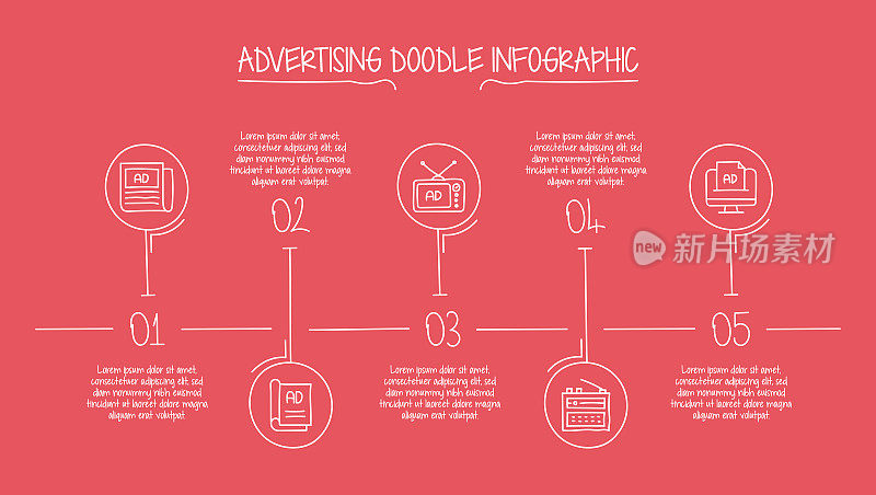 广告和媒体概念向量线信息图形设计与图标。