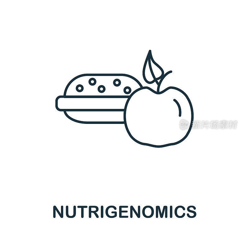 营养基因组学图标。生物黑客收集的简单插图。创意营养经济学图标的网页设计，模板，信息图