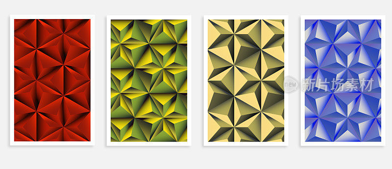 向量马赛克三维几何立体图案覆盖旗帜模板，设计元素，抽象背景