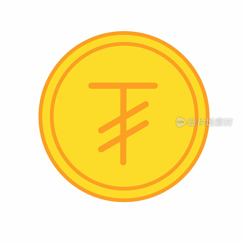 金币细线图标与图格里克标志。蒙古货币。