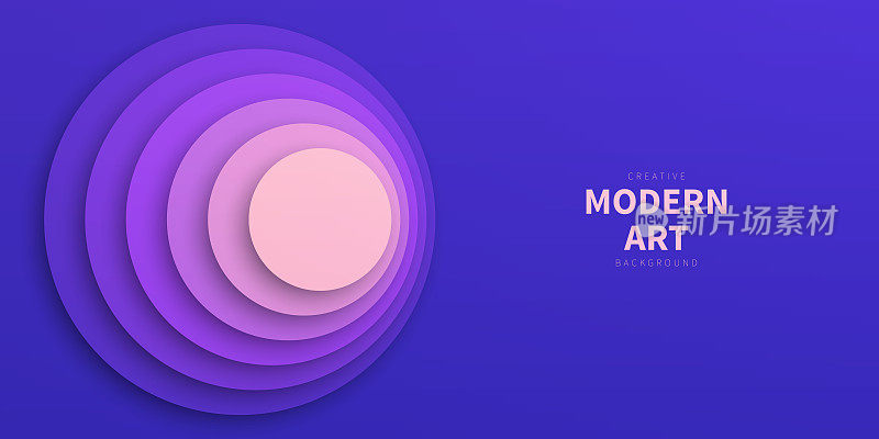 抽象设计与圆圈和紫色梯度-新潮的背景