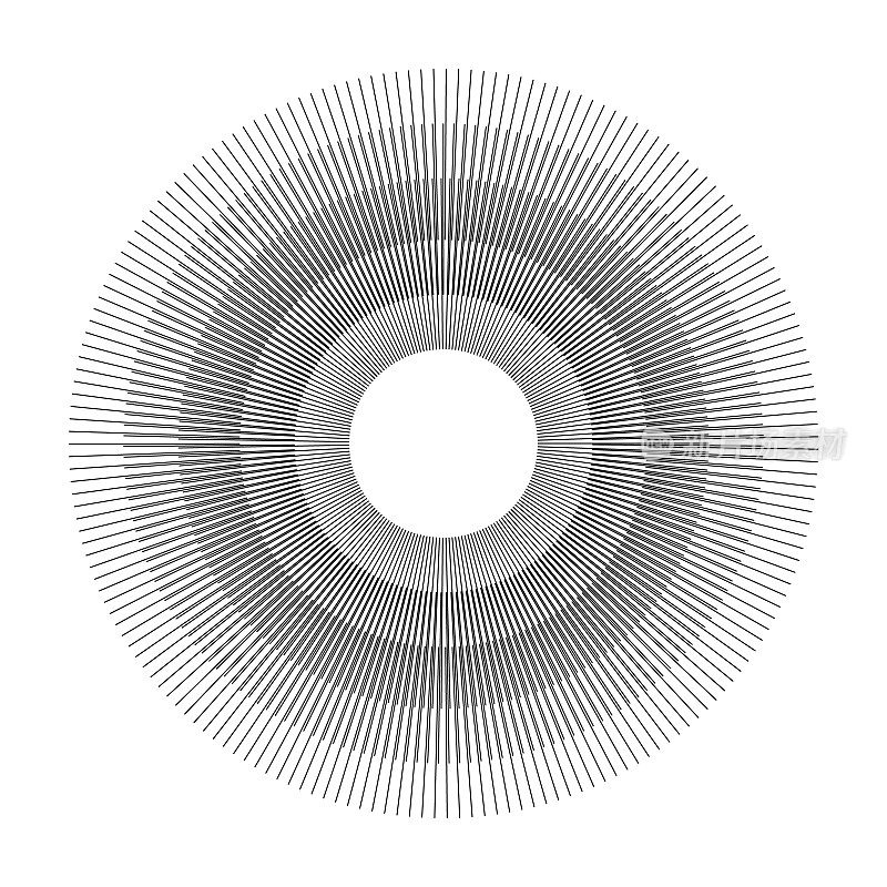 白色上圆形同心重叠的径向细纹