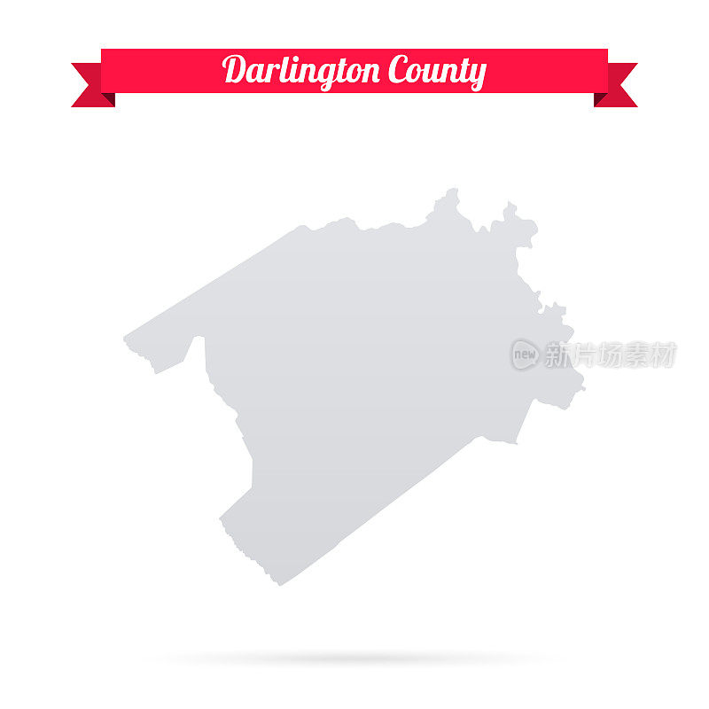 达灵顿县，南卡罗来纳州。白底红旗地图
