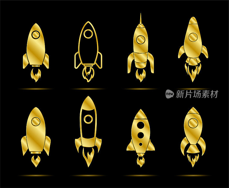 金色火箭图标套装。
