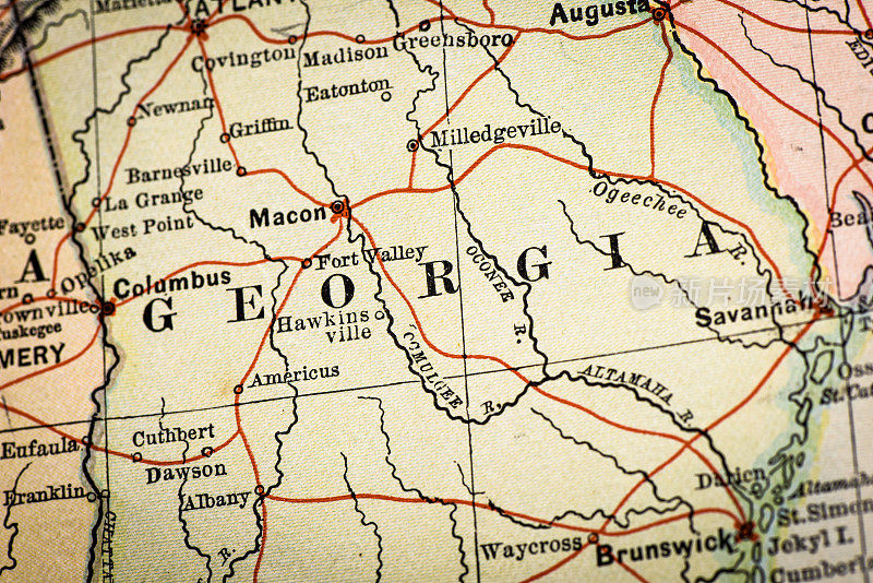 古董地图集地图宏观特写:格鲁吉亚