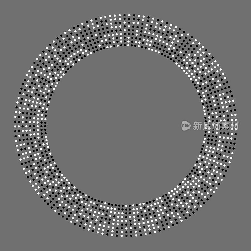 圆形网格图案以黑白相间的圆圈围绕着中心的复制空间。