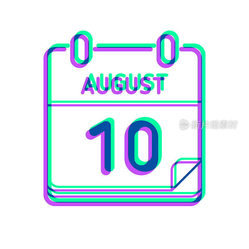 8月10日。图标与两种颜色叠加在白色背景上