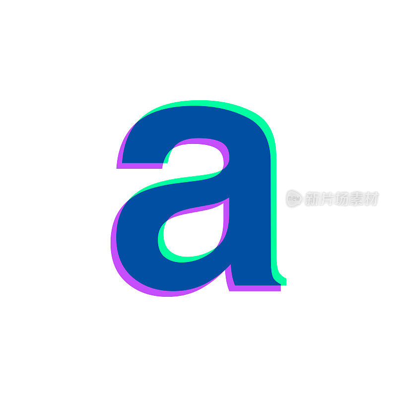 字母a.图标与两种颜色叠加在白色背景上