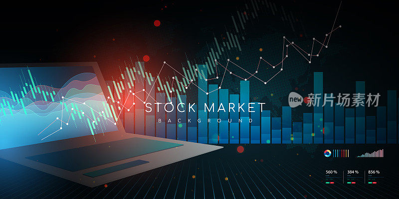 笔记本电脑插图与财务图表和图形屏幕