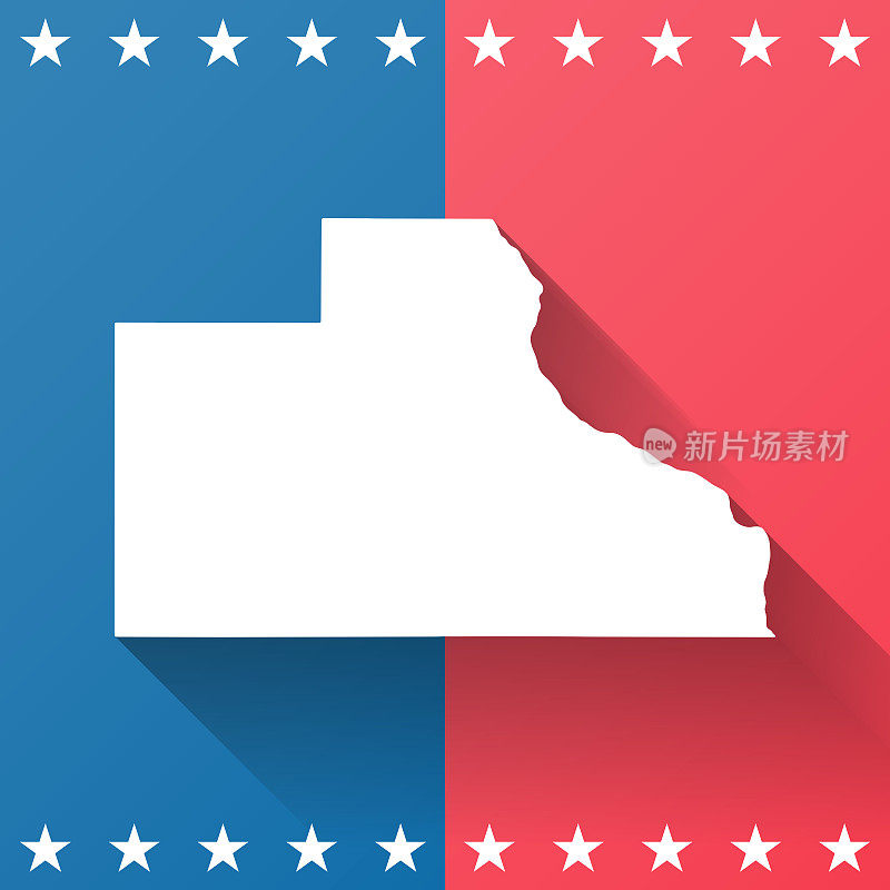 爱荷华州杰克逊县。地图在蓝色和红色的背景