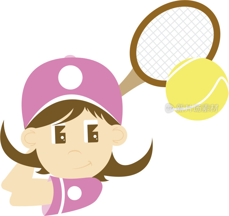 可爱的卡通网球女孩