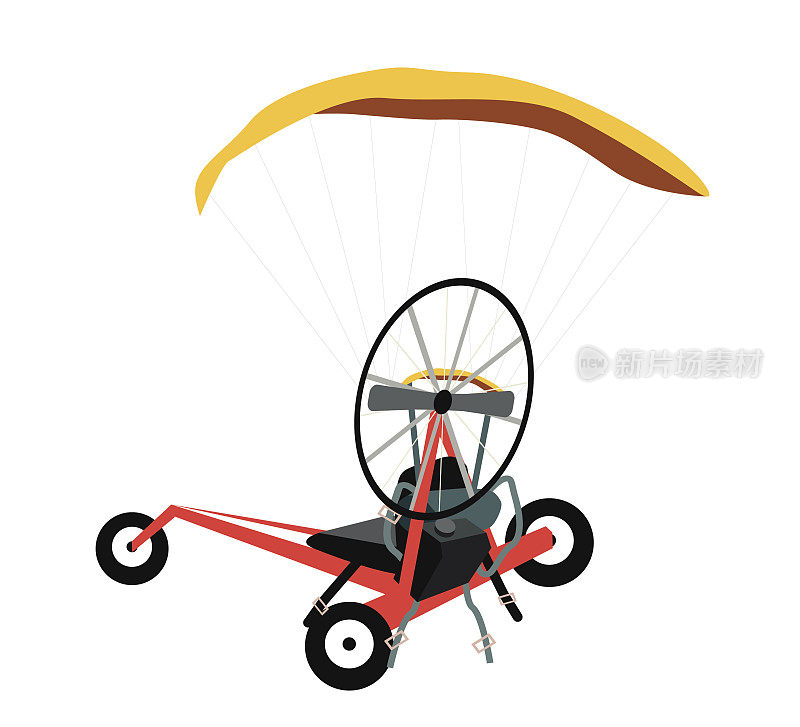白色背景上的滑翔伞或滑翔伞