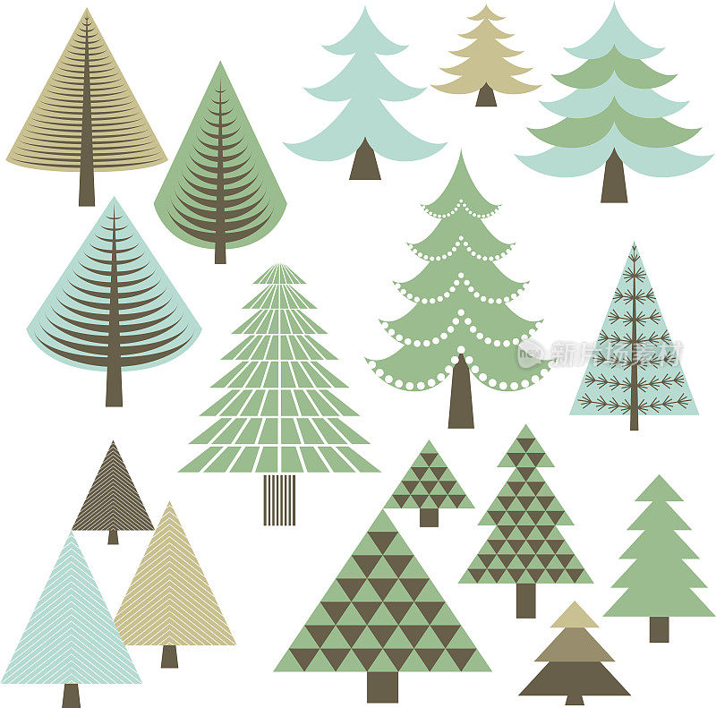 图形常绿树木使用不同的形状