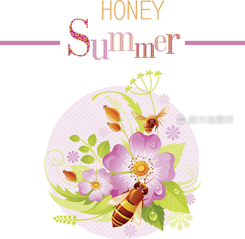 蜜蜂夏季背景与copyspace