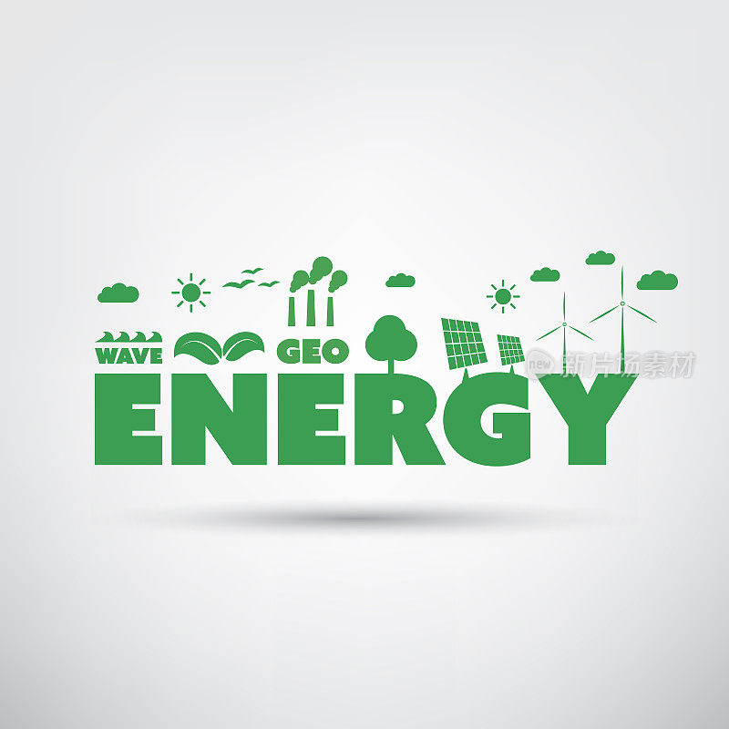 绿色能源旗帜-全球变暖，生态问题和解决方案
