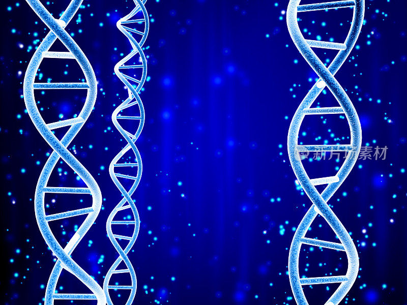 抽象蓝色背景上的DNA结构