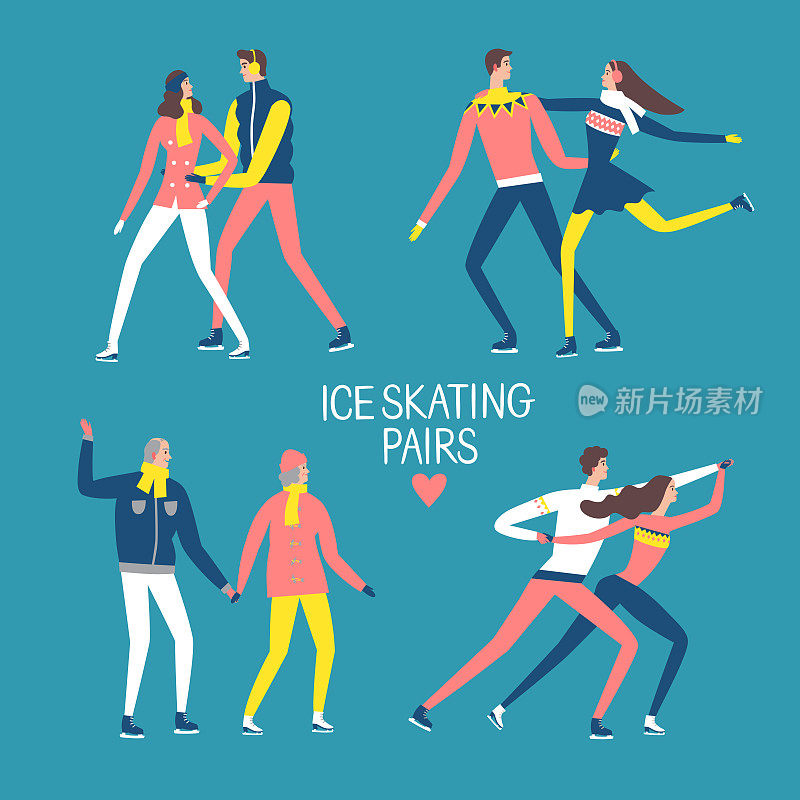 卡通滑冰双人组。