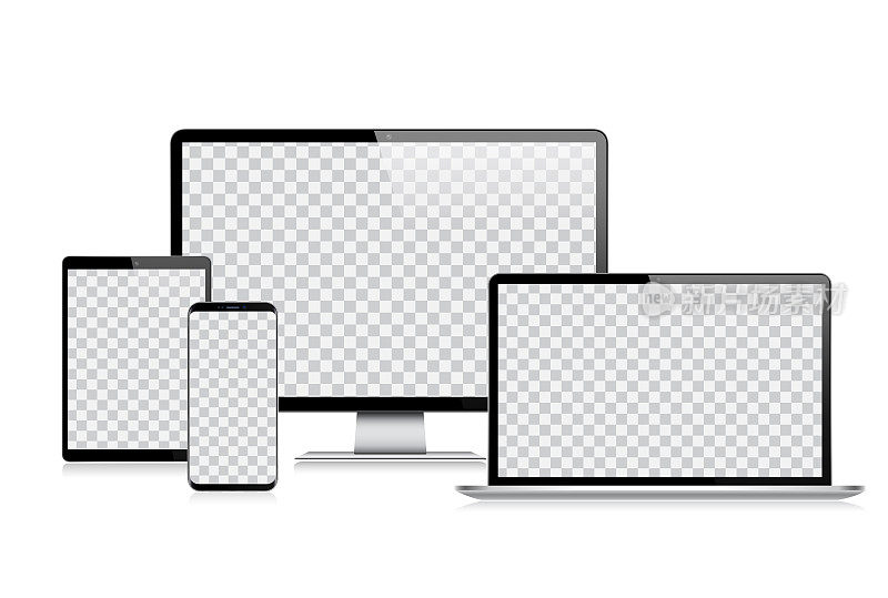 采购产品现实矢量数字平板电脑，移动电话，智能手机，笔记本电脑和计算机显示器。现代数码设备