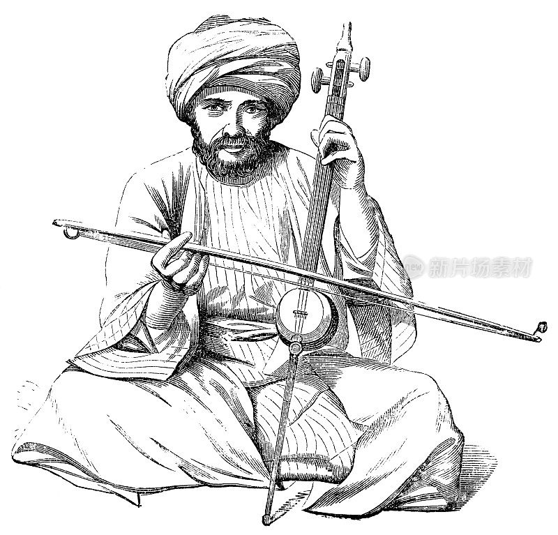 19世纪在伊朗奥斯曼帝国演奏卡曼切弦乐器的音乐家