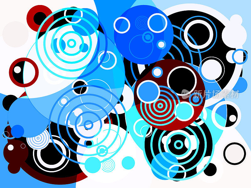 抽象彩色几何现代艺术-圆圈和环。