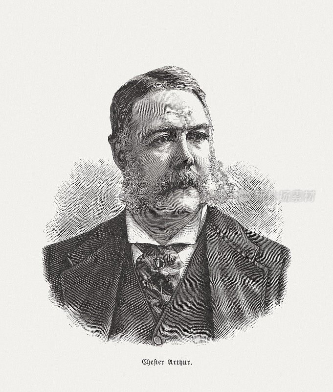 切斯特・艾伦・阿瑟(1829-1886)，美国第21任总统，木刻，1893年出版
