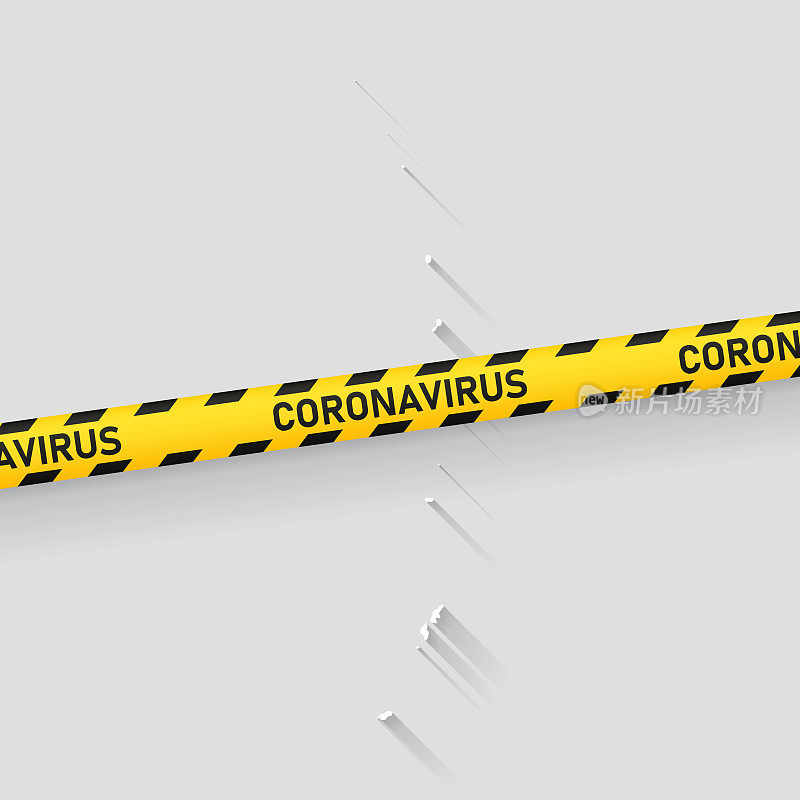 北马里亚纳群岛带冠状病毒警告胶带的地图。Covid-19爆发