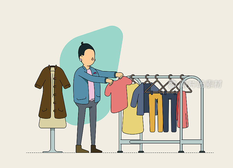 女性二手服装店老板检查库存。可持续零售和产品升级循环。
