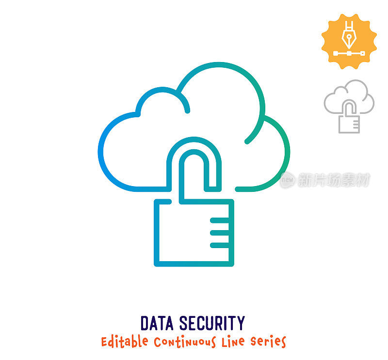 数据安全连续线可编辑的笔触图标