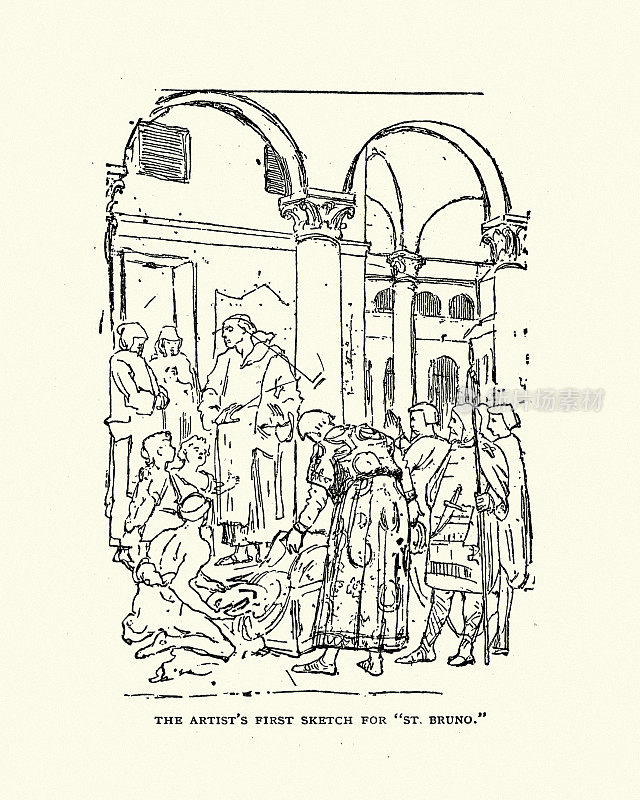 艺术家为圣布鲁诺的第一草图，让-保罗・劳伦