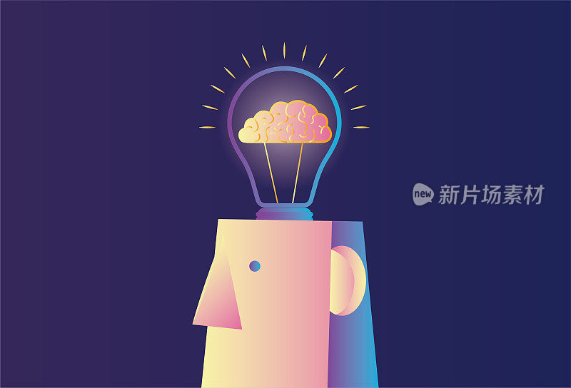 灯泡从头上长出来，创意灵感