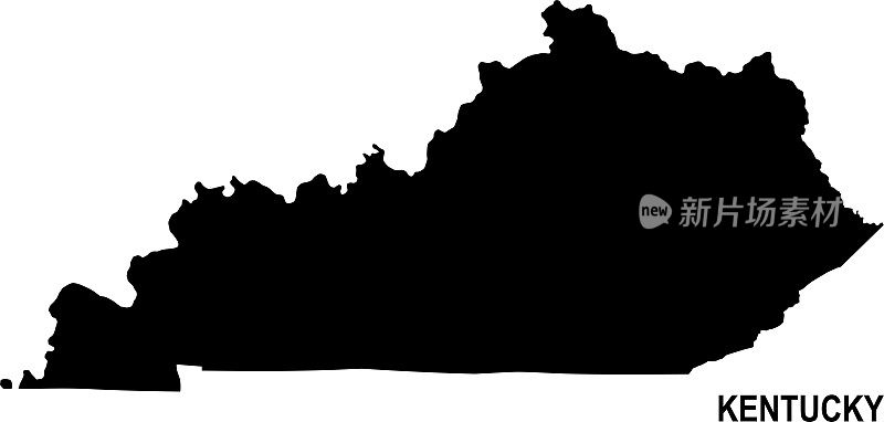 肯塔基州的黑色基本地图，以白色为背景
