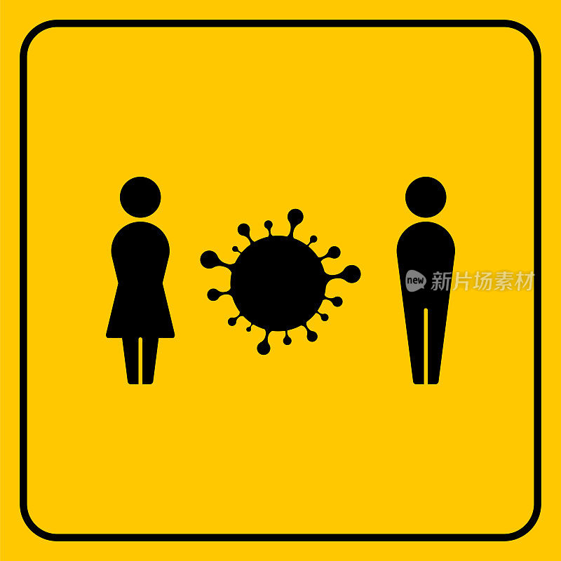 空白警告安全标志存货说明。冠状病毒或Covid-19载体模板
