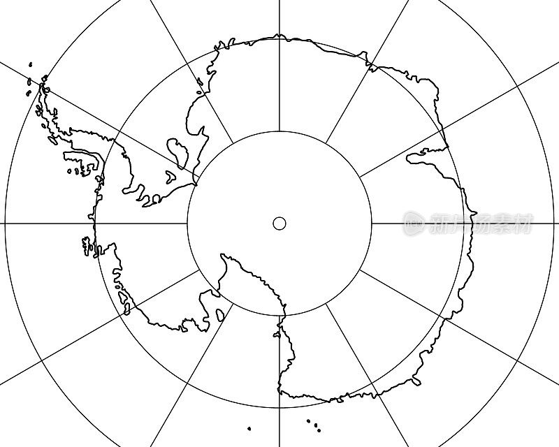 南极洲等高线地图插图