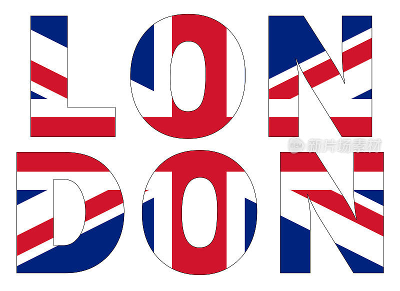 伦敦文字与英国国旗