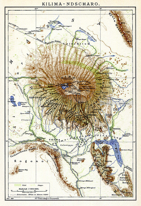 1898年坦桑尼亚乞力马扎罗山地图