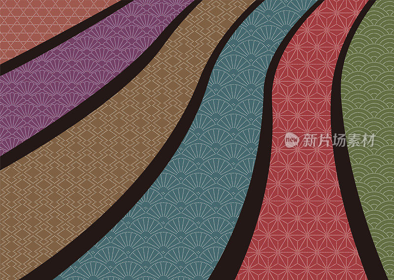 日本风格的形象。用传统的网点图案来绘制背景材料。