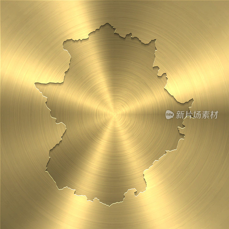 埃斯特雷马杜拉地图上的黄金背景-圆形拉丝金属纹理