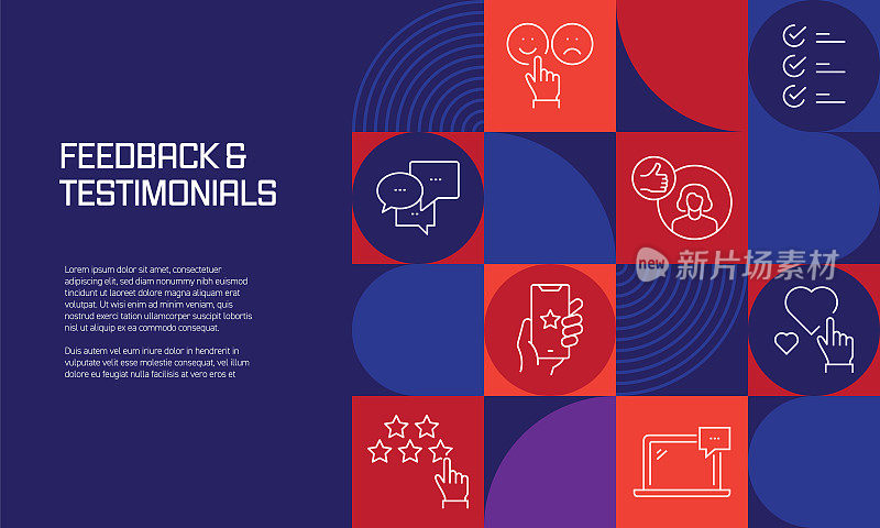 反馈和奖状与线图标相关的设计。简单的轮廓符号图标。