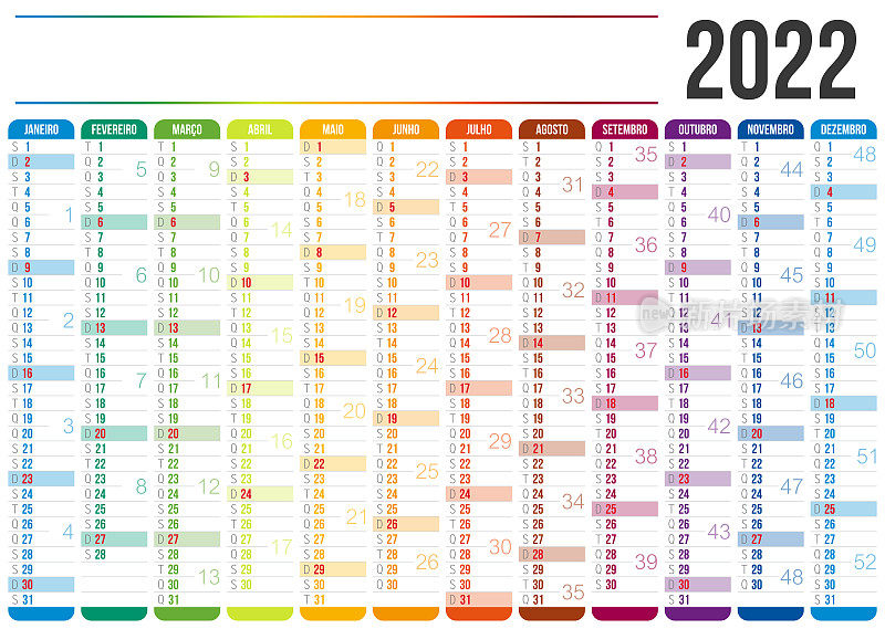 葡萄牙2022年日历