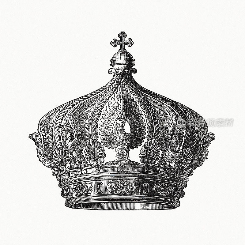 拿破仑一世波拿巴的皇冠，木版，1900年出版