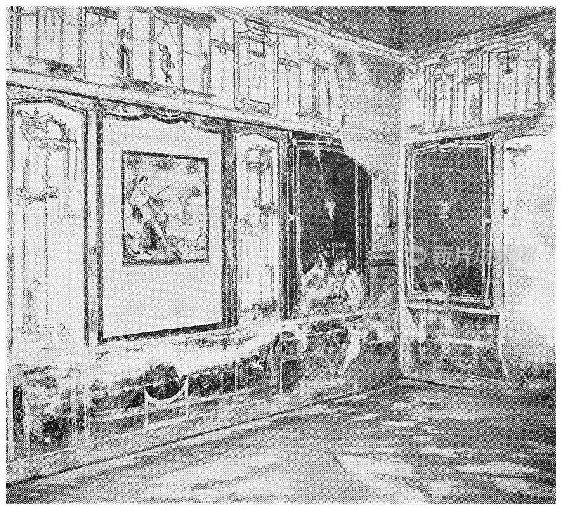 那不勒斯和坎帕尼亚的古董旅行照片:庞贝，壁画