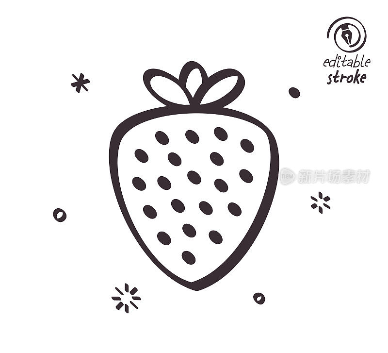 草莓田好玩的线条插图