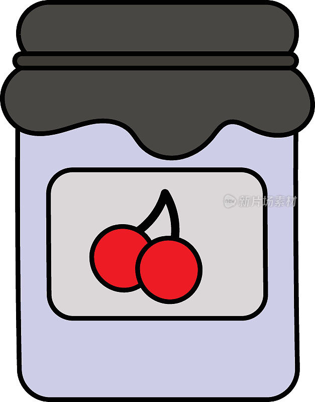 玻璃罐里的樱桃酱概念矢量图标设计，秋天或秋天的活动符号，干燥的天气标志，温带气候元素库存插图