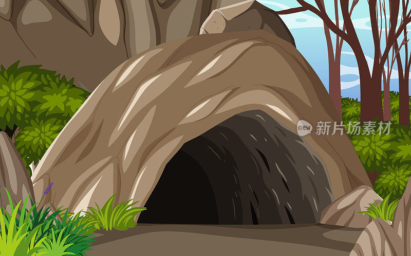 内部洞穴景观卡通风格
