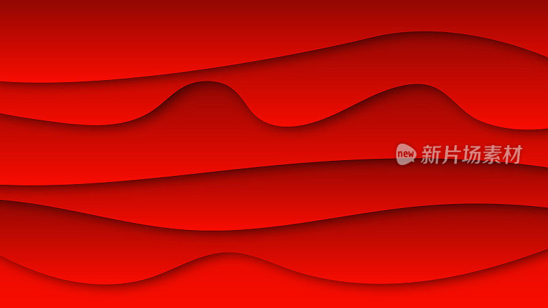 抽象的红色波浪形状。红色的条纹图案。向量。